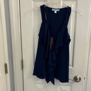 Aina Be Midnight Blue Ruffle Blouse